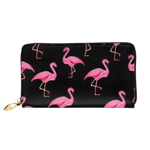 GMSGHJHDR 3D Lovely Flamingos Lange Leder Geldbörse für Frauen mit Reißverschluss - PU Leder Geldbörse mit mehreren Kartenfächern und Münzfach, Stilvolle Clutch Phone Card Holder, Größe 3D, von GMSGHJHDR