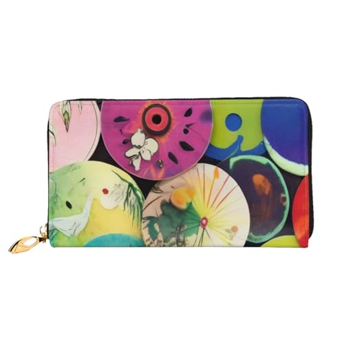 GMSGHJHDR 3D Ölpapier Regenschirme Lange Leder Geldbörse für Frauen mit Reißverschluss - PU Leder Geldbörse mit Mehrere Kartenfächer und Münzfach, Stilvolle Clutch Phone Card Holder, Größe 3D, von GMSGHJHDR