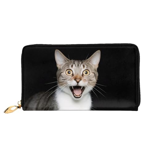 GMSGHJHDR 3D Süße Katze Lange Leder Geldbörse für Frauen mit Reißverschluss - PU Leder Geldbörse mit mehreren Kartenfächern und Münzfach, Stilvolle Clutch Phone Card Holder, Größe 3D, Einheitsgröße, von GMSGHJHDR