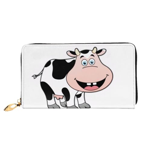 GMSGHJHDR 3D Süße Kuh Lange Leder Geldbörse für Frauen mit Reißverschluss - PU Leder Geldbörse mit Mehrere Kartenfächer und Münzfach, Stilvolle Clutch Phone Card Holder, Größe 3D, Einheitsgröße, von GMSGHJHDR