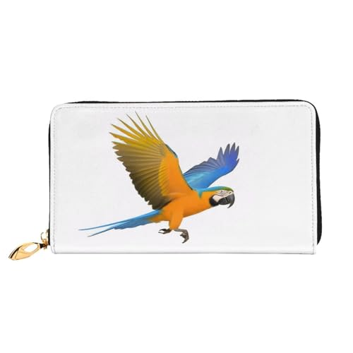 GMSGHJHDR 3D Süße Papageien Lange Leder Geldbörse für Frauen mit Reißverschluss - PU Leder Geldbörse mit mehreren Kartenfächern und Münzfach, Stilvolle Clutch Phone Card Holder, Größe 3D, von GMSGHJHDR
