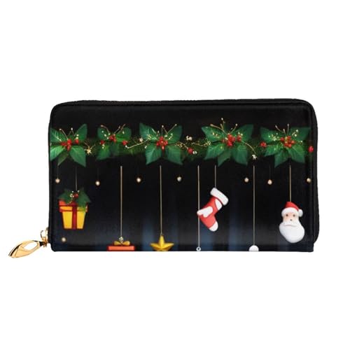 GMSGHJHDR 3D Weihnachtssocken Xmas Party Lange Leder Geldbörse für Frauen mit Reißverschluss - PU Leder Geldbörse mit mehreren Kartenfächern und Münzfach, Stilvolle Clutch Phone Card Holder, Größe 3D, von GMSGHJHDR