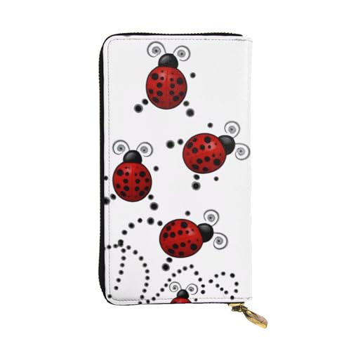 GMSGHJHDR Art Ladybug Tracks Lange Leder Geldbörse für Frauen mit Reißverschluss - PU Leder Geldbörse mit mehreren Kartenfächern und Münzfach, Stilvolle Clutch Phone Card Holder, Größe 3D, von GMSGHJHDR
