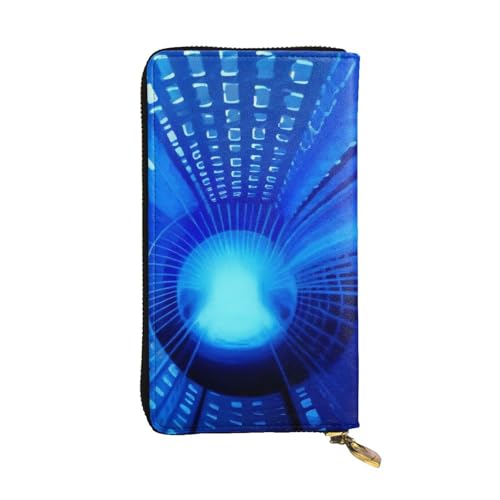 GMSGHJHDR Blue Hippie Art Lange Leder Geldbörse für Damen mit Reißverschluss - PU Leder Geldbörse mit Mehrere Kartenfächer und Münzfach, Stilvolle Clutch Phone Card Holder, Größe 3D, Einheitsgröße, von GMSGHJHDR