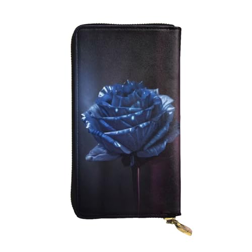 GMSGHJHDR Blue Rose Lange Leder Geldbörse für Damen mit Reißverschluss - PU Leder Geldbörse mit mehreren Kartenfächern und Münzfach, Stilvolle Clutch Phone Card Holder, Größe 3D, Einheitsgröße, von GMSGHJHDR