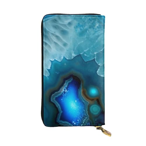 GMSGHJHDR Bright Aqua Blue Long Leather Wallet for Women with Zip - Pu Leather Purse with Multiple Card Slots and Coin Pocket, Stylish Clutch Phone Card Holder, Größe 3D, Einheitsgröße, Minimalistisch von GMSGHJHDR
