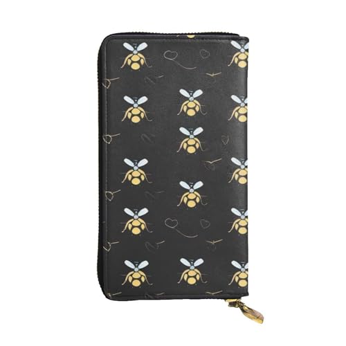 GMSGHJHDR Bumble Bees Lange Leder Geldbörse für Damen mit Reißverschluss - PU Leder Geldbörse mit mehreren Kartenfächern und Münzfach, Stilvolle Clutch Phone Card Holder, Größe 3D, Einheitsgröße, von GMSGHJHDR