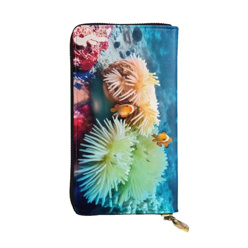 GMSGHJHDR Clownfisch Lange Ledergeldbörse für Damen mit Reißverschluss - PU Leder Geldbörse mit mehreren Kartenfächern und Münzfach, Stilvolle Clutch Phone Card Holder, Größe 3D, Einheitsgröße, von GMSGHJHDR