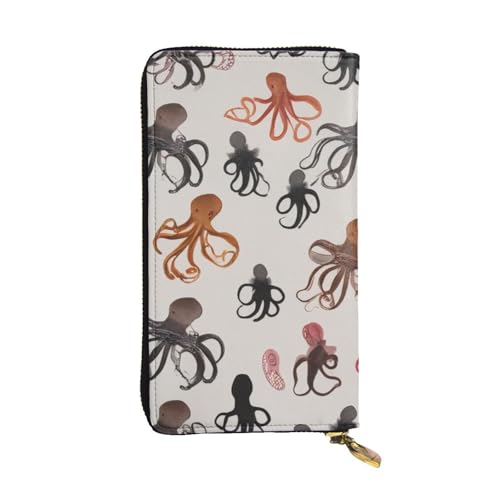 GMSGHJHDR Color Octopus Lange Ledergeldbörse für Damen mit Reißverschluss - PU-Leder Geldbörse mit mehreren Kartenfächern und Münzfach, stilvolle Clutch-Telefon-Kartenhalter, Größe 3D, Einheitsgröße, von GMSGHJHDR
