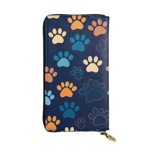 GMSGHJHDR Cute Dog Tracks Lange Ledergeldbörse für Frauen mit Reißverschluss - PU Leder Geldbörse mit mehreren Kartenfächern und Münzfach, Stilvolle Clutch Phone Card Holder, Größe 3D, Einheitsgröße, von GMSGHJHDR