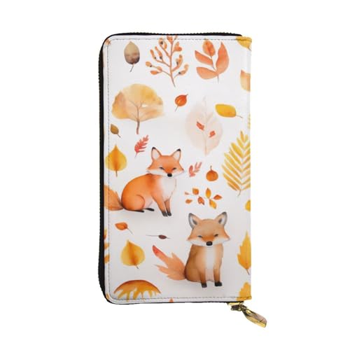 GMSGHJHDR Cute Fox Lange Leder Geldbörse für Frauen mit Reißverschluss - PU Leder Geldbörse mit Mehrere Kartenfächer und Münzfach, Stilvolle Clutch Phone Card Holder, Größe 3D, Einheitsgröße, von GMSGHJHDR