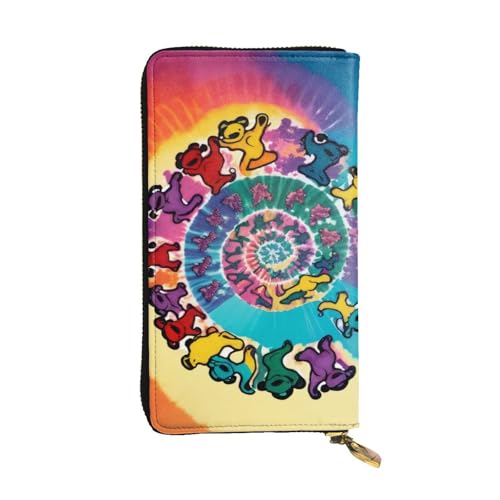 GMSGHJHDR Dancing Thanksgiving Bear Lange Leder Geldbörse für Frauen mit Reißverschluss - PU Leder Geldbörse mit mehreren Kartenfächern und Münzfach, Stilvolle Clutch Phone Card Holder, Größe 3D, von GMSGHJHDR