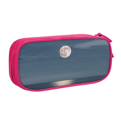 GMSGHJHDR Federmäppchen mit 3D-Druck, Motiv: Bright Moon at Hippie, großes Fassungsvermögen, für Schule, Schreibwaren, Organizer-Tasche mit Fächern, Reißverschluss, Stifteetui für Mädchen, Jungen von GMSGHJHDR