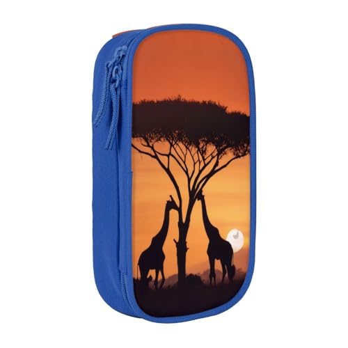 GMSGHJHDR Federmäppchen mit großem Fassungsvermögen, Giraffe unter dem Baum in Afrika, 3D-Druck, Schule, Schreibwaren, Organizer-Tasche mit Fächern, Reißverschluss, Stifteetui für Mädchen, Jungen von GMSGHJHDR