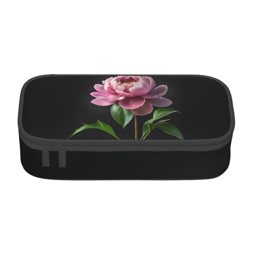 GMSGHJHDR Federmäppchen mit großem Fassungsvermögen, Libelle, 3D-Druck, Schul-Schreibwaren-Organizer-Tasche mit Reißverschlussfächern, Federmäppchen für Mädchen, Jungen, Studenten, Pfingstrosen-Blumen von GMSGHJHDR