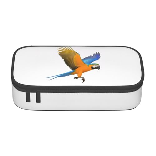 GMSGHJHDR Federmäppchen mit großem Fassungsvermögen, Libelle, 3D-Druck, Schul-Schreibwaren-Organizer-Tasche mit Reißverschlussfächern, Federmäppchen für Mädchen, Jungen, Studenten, Niedliche Papageien von GMSGHJHDR