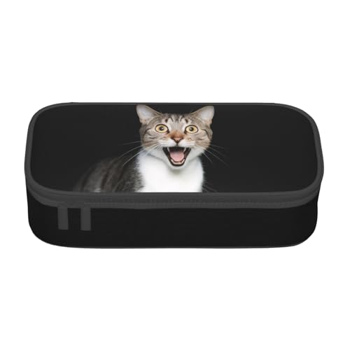 GMSGHJHDR Federmäppchen mit großem Fassungsvermögen. Stockente mit 3D-Druck, Schul-Schreibwaren-Organizer-Tasche mit Reißverschlussfächern, Federmäppchen für Mädchen, Jungen, Studenten, Katze von GMSGHJHDR