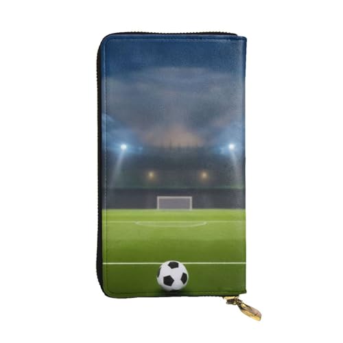 GMSGHJHDR Fußball Lange Leder Geldbörse für Frauen mit Reißverschluss - PU Leder Geldbörse mit mehreren Kartenfächern und Münzfach, Stilvolle Clutch Phone Card Holder, Größe 3D, Einheitsgröße, von GMSGHJHDR