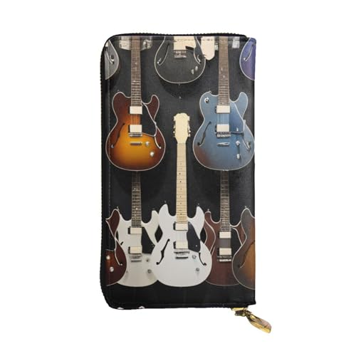 GMSGHJHDR Gitarre Musik Lange Leder Geldbörse für Frauen mit Reißverschluss - PU Leder Geldbörse mit mehreren Kartenfächern und Münzfach, Stilvolle Clutch Phone Card Holder, Größe 3D, Einheitsgröße, von GMSGHJHDR