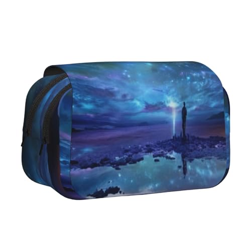 GMSGHJHDR Großes Federmäppchen, Ananas, 3D-Druck, doppeltes Klapp-Federmäppchen, Doppelreißverschluss, Stiftetasche, Schreibwaren-Aufbewahrung, Organizer für Schule, Studenten, Mädchen, Jungen von GMSGHJHDR