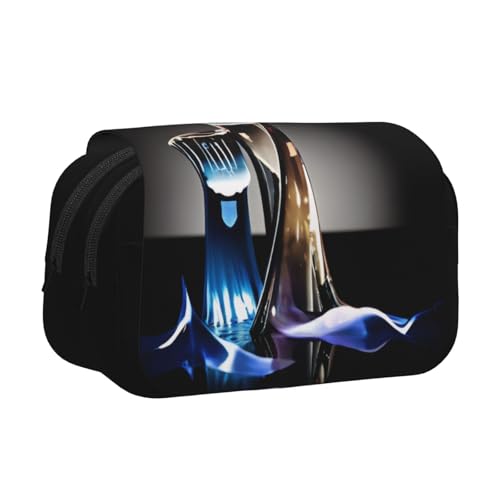 GMSGHJHDR Großes Federmäppchen, Ananas, 3D-Druck, doppeltes Klapp-Federmäppchen, Doppelreißverschluss, Stiftetasche, Schreibwaren-Aufbewahrung, Organizer für Schule, Studenten, Mädchen, Jungen von GMSGHJHDR