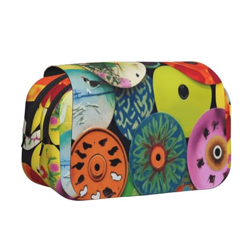 GMSGHJHDR Großes Federmäppchen, Ananas, 3D-Druck, doppeltes Klapp-Federmäppchen, Doppelreißverschluss, Stiftetasche, Schreibwaren-Aufbewahrung, Organizer für Schule, Studenten, Mädchen, Jungen von GMSGHJHDR