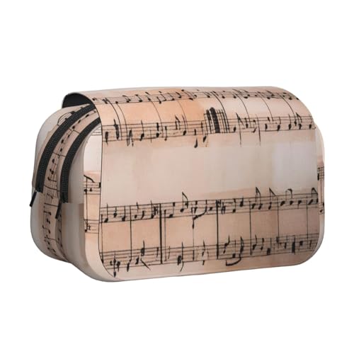 GMSGHJHDR Großes Federmäppchen, Pfingstrosen, Blumenmuster, 3D-Druck, Doppelreißverschluss, Stifteetui, Schreibwaren-Aufbewahrung, Organizer für Schule, Studenten, Mädchen, Jungen, Musiknote von GMSGHJHDR