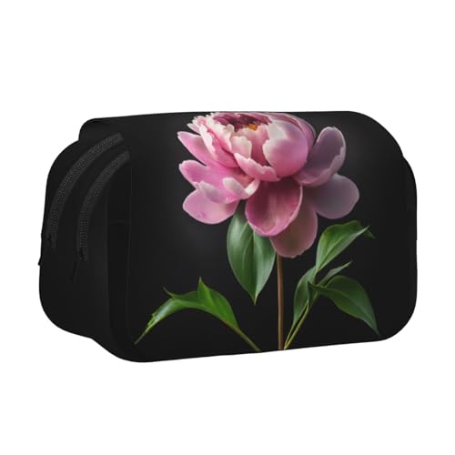 GMSGHJHDR Großes Federmäppchen, Pfingstrosen, Blumenmuster, 3D-Druck, Doppelreißverschluss, Stifteetui, Schreibwaren-Aufbewahrung, Organizer für Schule, Studenten, Mädchen, Jungen, Pfingstrosen-Blumen von GMSGHJHDR