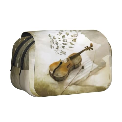 GMSGHJHDR Großes Federmäppchen, Schmetterling und Cello, 3D-Druck, doppeltes Klapp-Federmäppchen, Doppelreißverschluss, Federmäppchen, Schreibwaren-Aufbewahrung, Organizer für Schule, Studenten von GMSGHJHDR