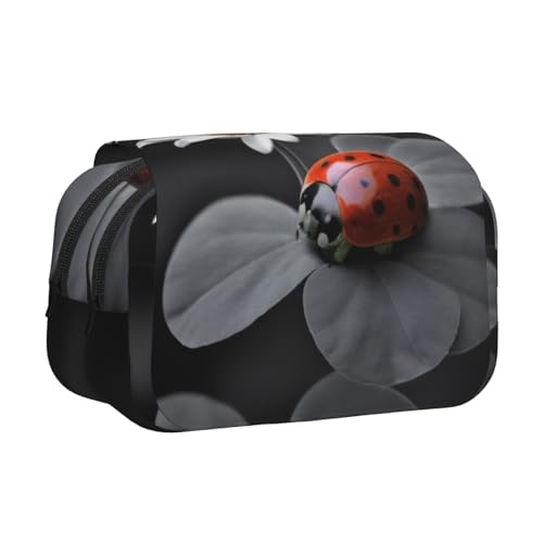 GMSGHJHDR Großes Federmäppchen mit 3D-Druck, doppeltes Klapp-Federmäppchen, Doppelreißverschluss, Stifteetui, Schreibwaren-Aufbewahrung, Organizer für Schule, Studenten, Mädchen, Jungen, Marienkäfer 2 von GMSGHJHDR