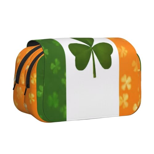 GMSGHJHDR Großes Federmäppchen mit 3D-Druck, doppeltes Klapp-Federmäppchen, Doppelreißverschluss, Stifteetui, Schreibwaren-Aufbewahrung, Organizer für Schule, Studenten, Mädchen, Jungen, Irische von GMSGHJHDR