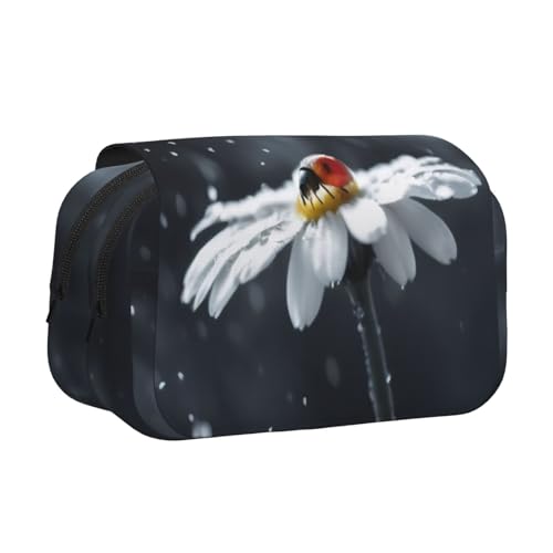 GMSGHJHDR Großes Federmäppchen mit 3D-Druck, doppeltes Klapp-Federmäppchen, Doppelreißverschluss, Stifteetui, Schreibwaren-Aufbewahrung, Organizer für Schule, Studenten, Mädchen, Jungen, Marienkäfer von GMSGHJHDR