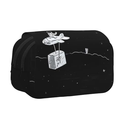 GMSGHJHDR Großes Federmäppchen mit Astronauten-Galaxie-Motiv, 3D-Druck, doppeltes Klapp-Federmäppchen, Doppelreißverschluss, Stiftetasche, Schreibwaren-Aufbewahrung, Organizer für Schule, Studenten von GMSGHJHDR