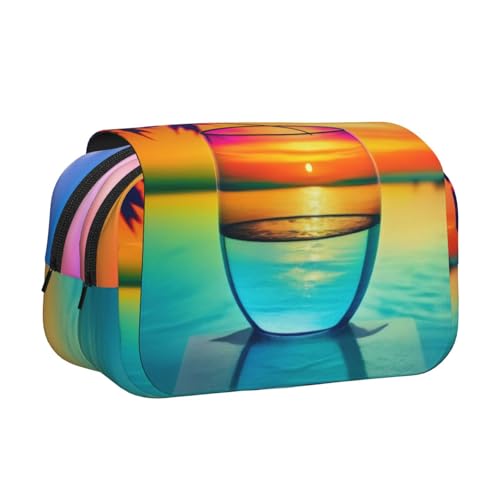 GMSGHJHDR Großes Federmäppchen mit Kuhfell-Druck, 3D-Druck, Doppel-Klappetui, Doppelreißverschluss, Stifteetui, Schreibwaren-Aufbewahrung, Organizer für Schule, Studenten, Mädchen, Jungen von GMSGHJHDR