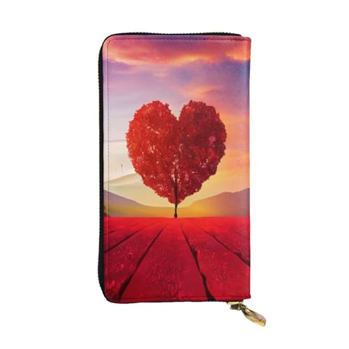 GMSGHJHDR Herzförmige Blume Lange Leder Geldbörse für Frauen mit Reißverschluss - PU Leder Geldbörse mit mehreren Kartenfächern und Münzfach, Stilvolle Clutch Phone Card Holder, Größe 3D, von GMSGHJHDR