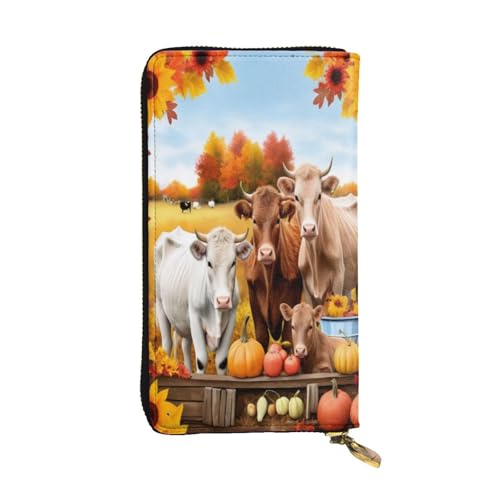 GMSGHJHDR Highland Cow Lange Leder Geldbörse für Damen mit Reißverschluss - PU Leder Geldbörse mit Mehrere Kartenfächer und Münzfach, Stilvolle Clutch Phone Card Holder, Größe 3D, Einheitsgröße, von GMSGHJHDR