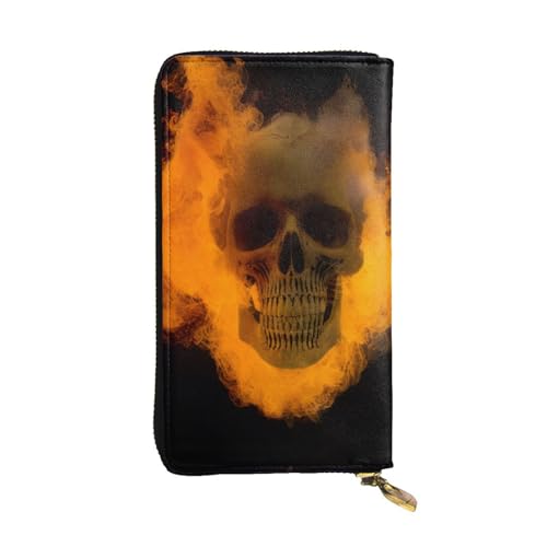 GMSGHJHDR Horror Ghost Skull Lange Leder Geldbörse für Frauen mit Reißverschluss - PU Leder Geldbörse mit mehreren Kartenfächern und Münzfach, Stilvolle Clutch Phone Card Holder, Größe 3D, von GMSGHJHDR