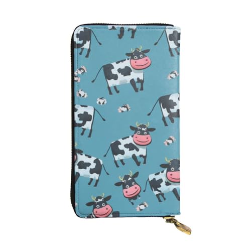GMSGHJHDR Kuh Lange Leder Geldbörse für Frauen mit Reißverschluss - PU Leder Geldbörse mit mehreren Kartenfächern und Münzfach, Stilvolle Clutch Phone Card Holder, Größe 3D, Einheitsgröße, von GMSGHJHDR