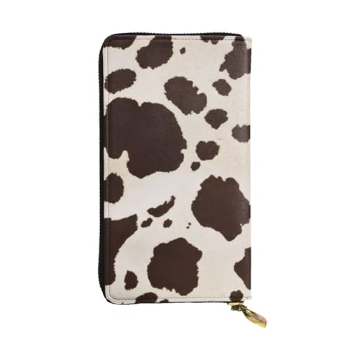GMSGHJHDR Kuhfell Print Lange Leder Geldbörse für Frauen mit Reißverschluss - PU Leder Geldbörse mit mehreren Kartenfächern und Münzfach, Stilvolle Clutch Phone Card Holder, Größe 3D, Einheitsgröße, von GMSGHJHDR