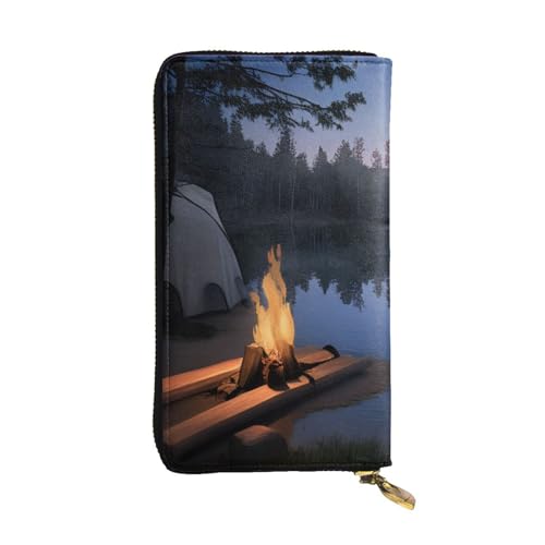 GMSGHJHDR Lake Camping Lange Leder Geldbörse für Damen mit Reißverschluss - PU Leder Geldbörse mit Mehrere Kartenfächer und Münzfach, Stilvolle Clutch Phone Card Holder, Größe 3D, Einheitsgröße, von GMSGHJHDR