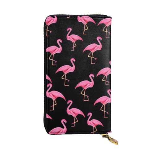 GMSGHJHDR Lovely Flamingos Lange Leder Geldbörse für Frauen mit Reißverschluss - PU Leder Geldbörse mit mehreren Kartenfächern und Münzfach, Stilvolle Clutch Phone Card Holder, Größe 3D, von GMSGHJHDR