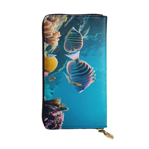 GMSGHJHDR Marine Life Lange Leder Geldbörse für Damen mit Reißverschluss - PU Leder Geldbörse mit Mehrere Kartenfächer und Münzfach, Stilvolle Clutch Phone Card Holder, Größe 3D, Einheitsgröße, von GMSGHJHDR