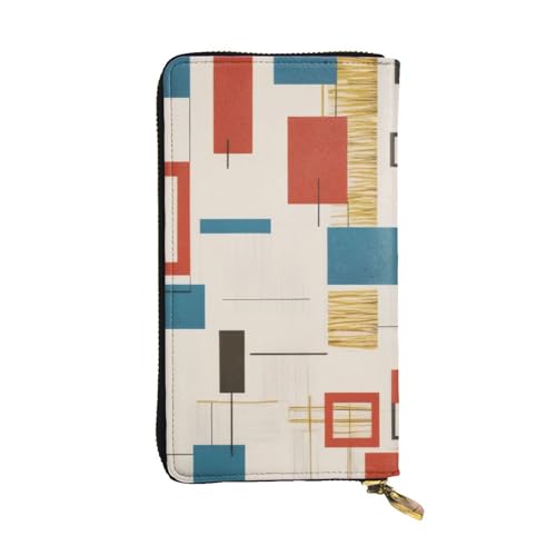 GMSGHJHDR Mid Century Moderne Lange Leder Geldbörse für Frauen mit Reißverschluss - PU Leder Geldbörse mit mehreren Kartenfächern und Münzfach, Stilvolle Clutch Phone Card Holder, Größe 3D, von GMSGHJHDR