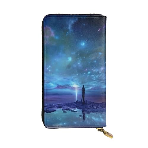 GMSGHJHDR Northern Lights Lange Leder Geldbörse für Damen mit Reißverschluss - PU Leder Geldbörse mit Mehrere Kartenfächer und Münzfach, Stilvolle Clutch Phone Card Holder, Größe 3D, Einheitsgröße, von GMSGHJHDR