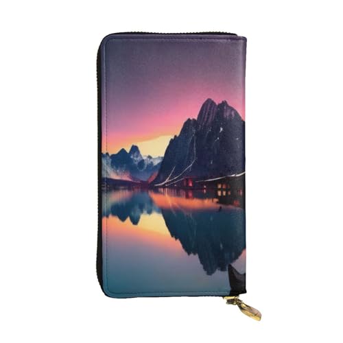 GMSGHJHDR Norwegen Islands Lange Leder Geldbörse für Damen mit Reißverschluss - PU Leder Geldbörse mit mehreren Kartenfächern und Münzfach, Stilvolle Clutch Phone Card Holder, Größe 3D, Einheitsgröße, von GMSGHJHDR