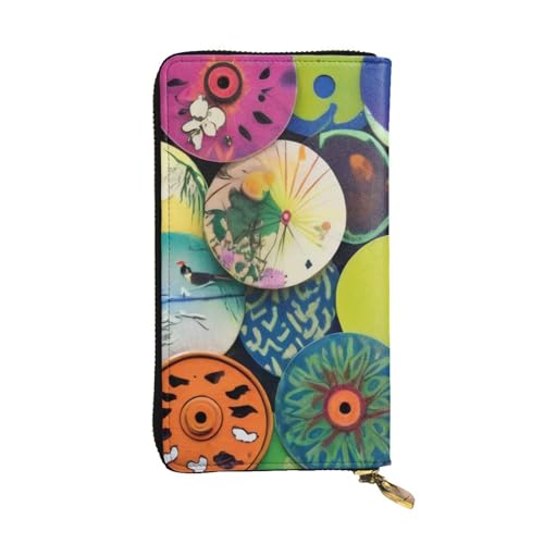 GMSGHJHDR Ölpapier Regenschirme Lange Leder Geldbörse für Frauen mit Reißverschluss - PU Leder Geldbörse mit Mehrere Kartenfächer und Münzfach, Stilvolle Clutch Phone Card Holder, Größe 3D, von GMSGHJHDR