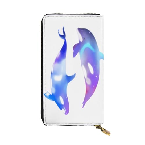 GMSGHJHDR Orca Killer Whale Lange Leder Geldbörse für Frauen mit Reißverschluss - PU Leder Geldbörse mit mehreren Kartenfächern und Münzfach, Stilvolle Clutch Phone Card Holder, Größe 3D, von GMSGHJHDR