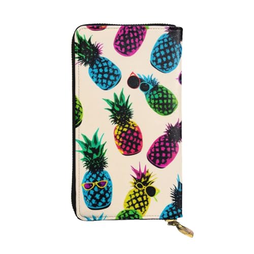 GMSGHJHDR Pineapple Lange Leder Geldbörse für Damen mit Reißverschluss - PU Leder Geldbörse mit mehreren Kartenfächern und Münzfach, Stilvolle Clutch Phone Card Holder, Größe 3D, Einheitsgröße, von GMSGHJHDR