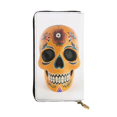 GMSGHJHDR Schädel Lange Leder Geldbörse für Frauen mit Reißverschluss - PU Leder Geldbörse mit mehreren Kartenfächern und Münzfach, Stilvolle Clutch Phone Card Holder, Größe 3D, Einheitsgröße, von GMSGHJHDR