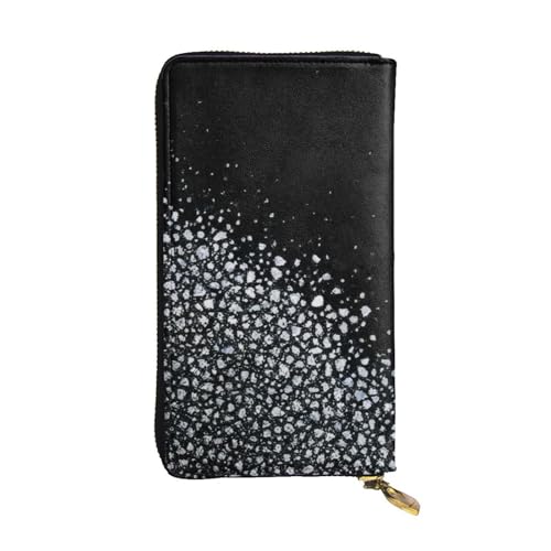 GMSGHJHDR Schwarz Weiß Glitzer Lange Leder Geldbörse für Damen mit Reißverschluss - PU Leder Geldbörse mit Mehrere Kartenfächer und Münzfach, Stilvolle Clutch Phone Card Holder, Größe 3D, von GMSGHJHDR